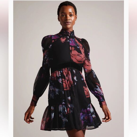Ted Baker Gretaah Ladder Trim Insert Mini Floral Dress NWT - Picture 1 of 16